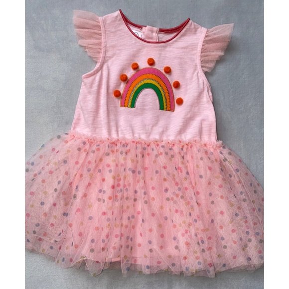Mud Pie pink Rainbow mesh tutu dress 12-18m 2/3 nwot - Picture 3 of 4